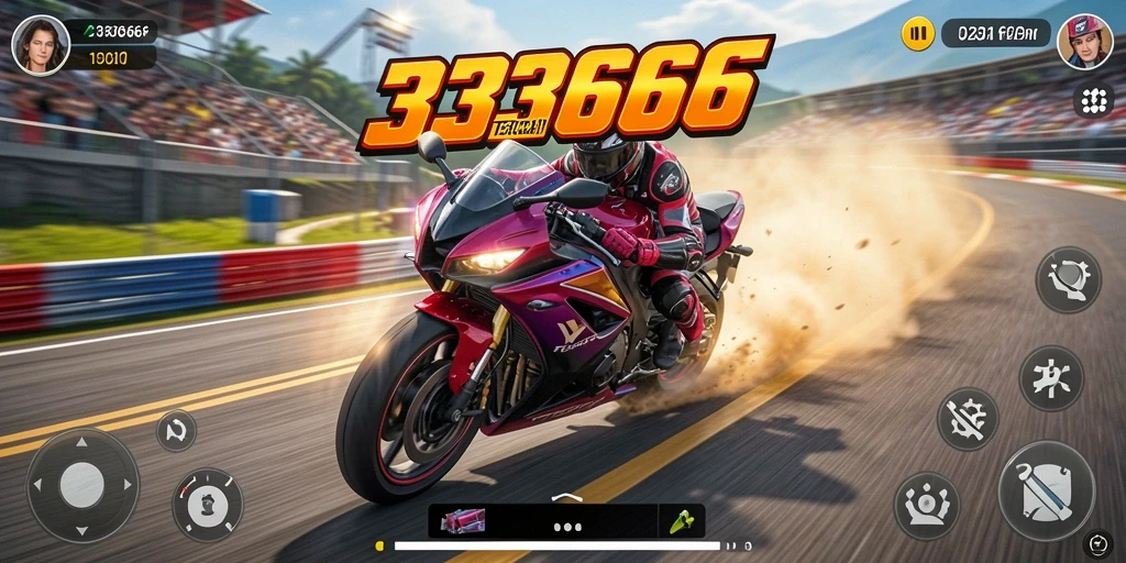 Tampilan aksi balapan motor yang menegangkan di 333666.
