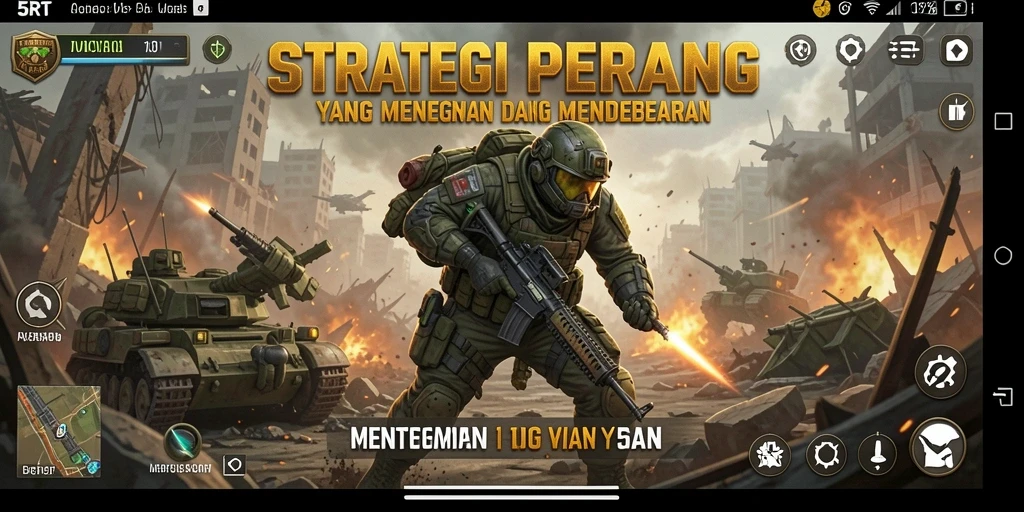 Screenshot menunjukkan pertempuran seru dalam gameplay strategis 5RT.