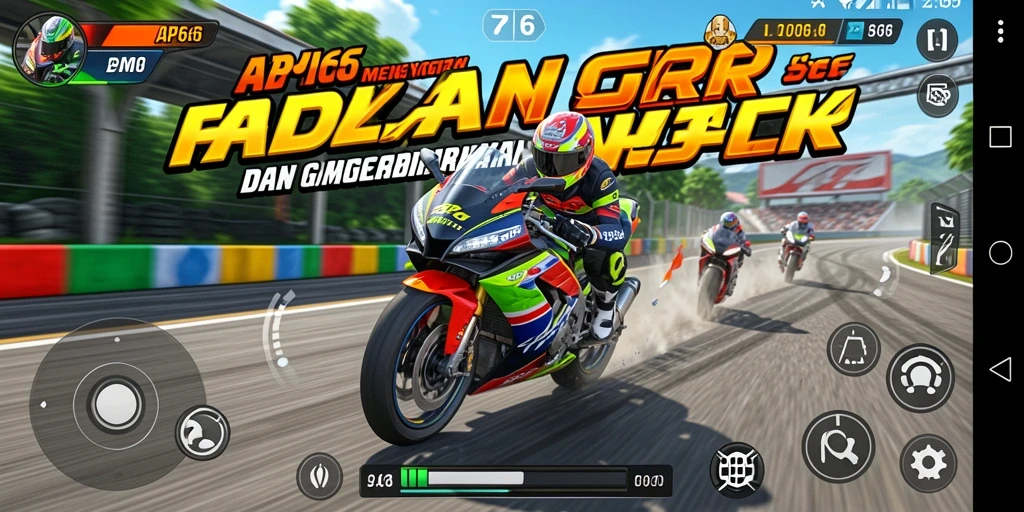 Screenshot gameplay API66 yang menampilkan aksi balap motor yang mendebarkan.