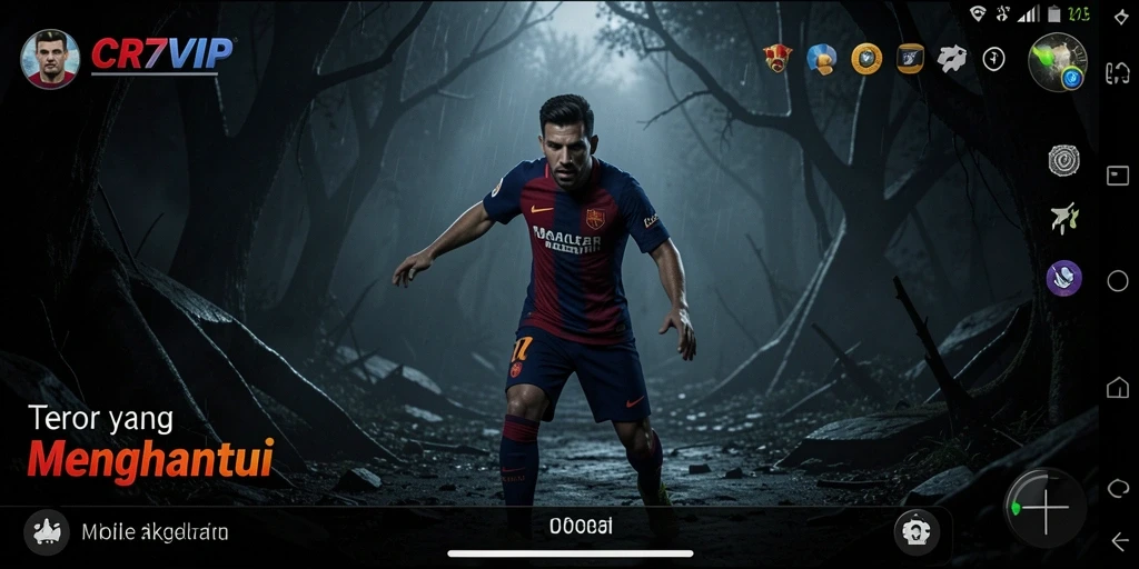 Tangkapan layar menampilkan suasana mencekam dalam gameplay CR7VIP.