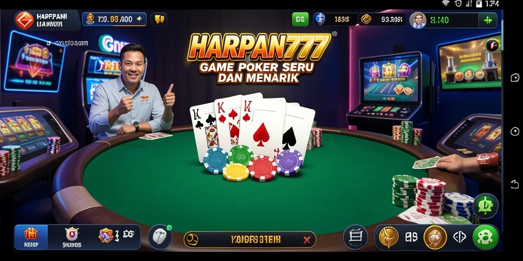 Tampilan utama gameplay HARAPAN777 dengan suasana poker yang mengasyikkan.