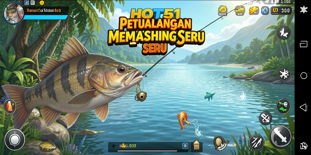 Tangkapan layar HOT51 menampilkan gameplay memancing yang mendebarkan.