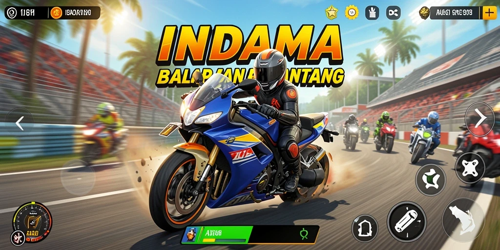 Tampilan gameplay menarik dari INDAAA yang penuh aksi balap motor.