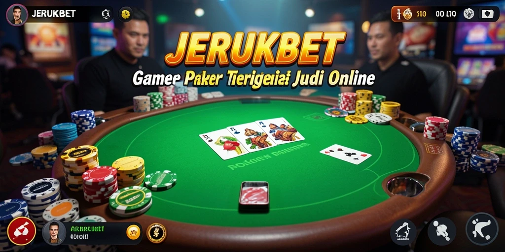 Tampilan gameplay Poker yang mendebarkan di JERUKBET.