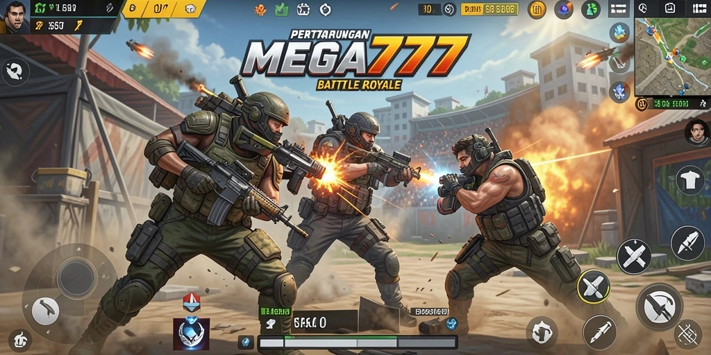 Gameplay mendebarkan dalam pertarungan Battle Royale di MEGA777.