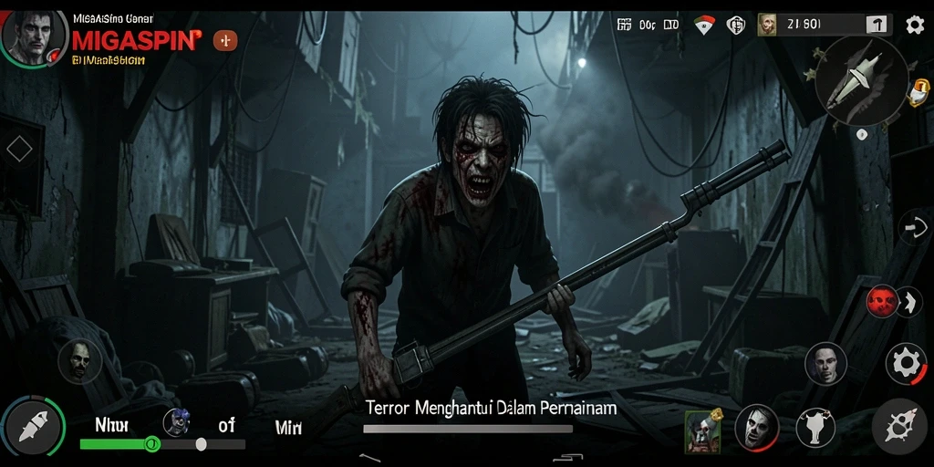 Screenshot menunjukkan karakter utama berlari dari makhluk menyeramkan.