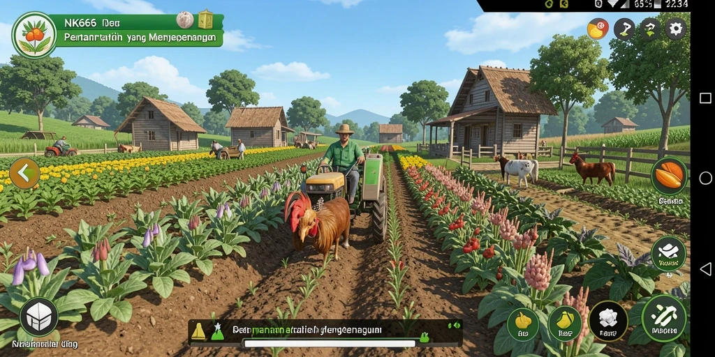 Screenshot NK666 menampilkan tampilan menakjubkan dari kebun yang dirawat.