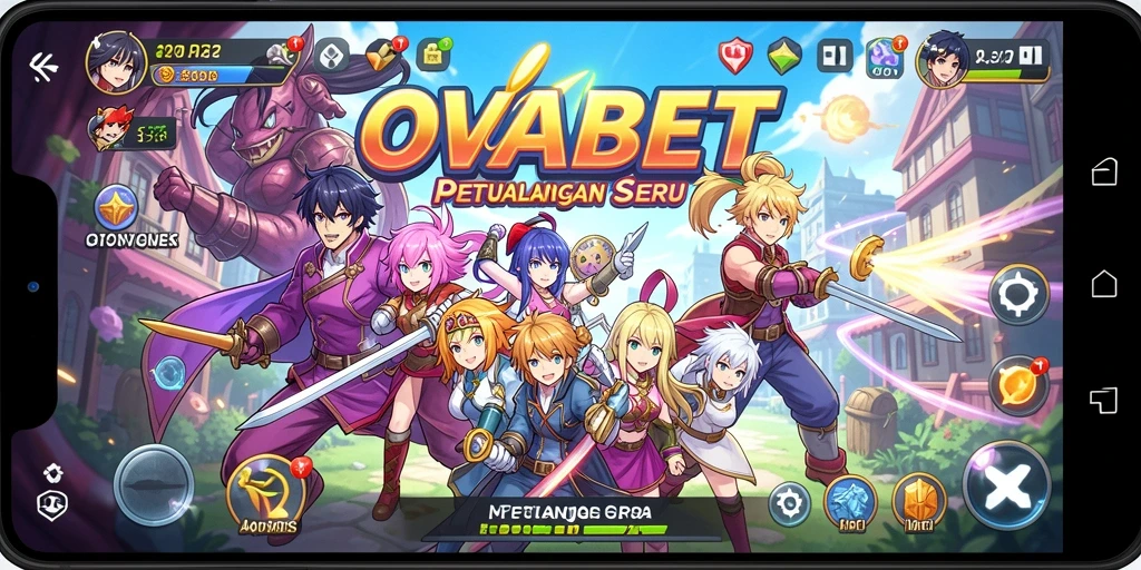 Screenshot menampilkan aksi seru dari karakter anime dalam OVABET.