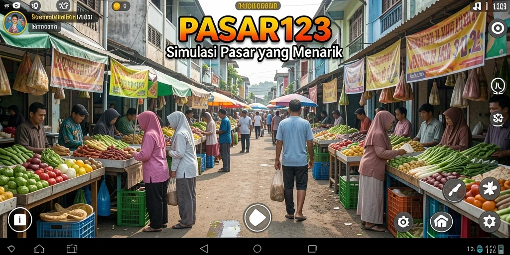 Tampilan menarik dari gameplay PASAR123 dengan berbagai barang yang dijual.