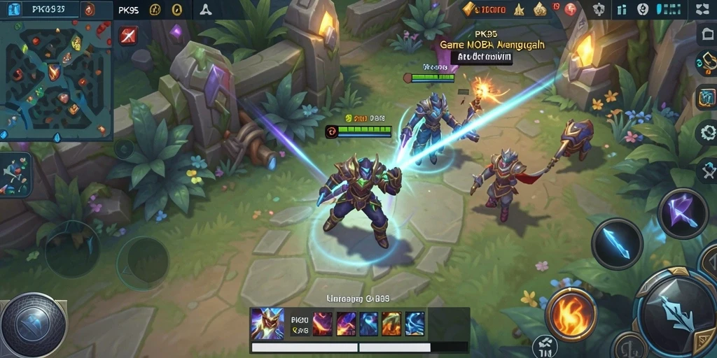 Tangkapan layar menampilkan pertempuran seru dalam game MOBA.