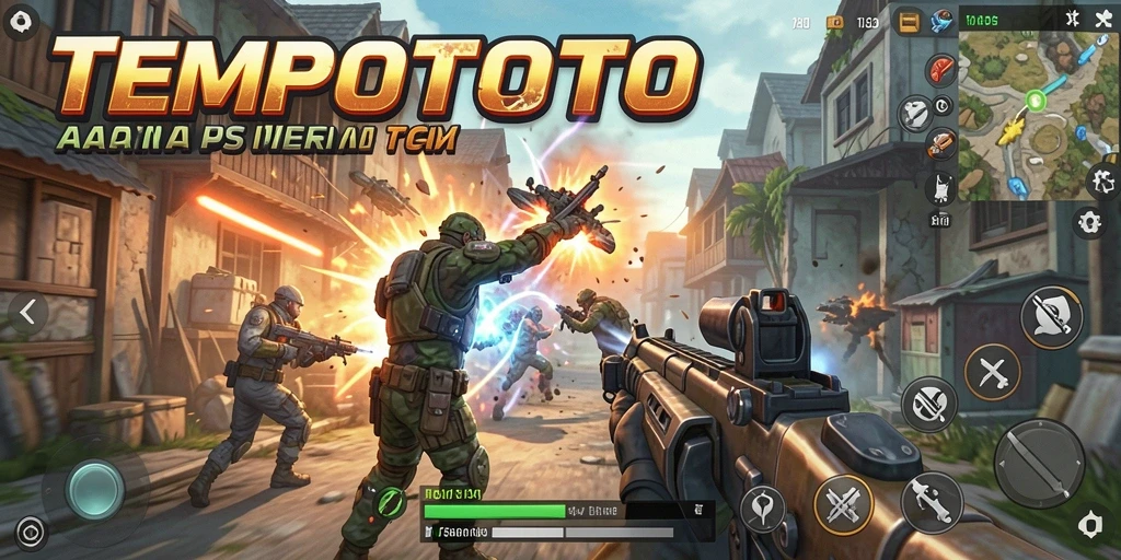Gameplay seru dalam TEMPOTOTO dengan aksi tembak menembak.