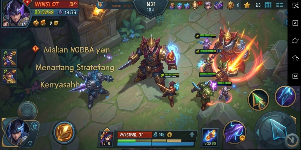 Screenshot gameplay WINSLOT menampilkan aksi seru dalam pertarungan MOBA.